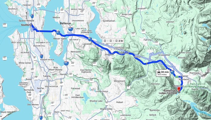 Seattle to Rattlesnake Ledge in 40 minutes